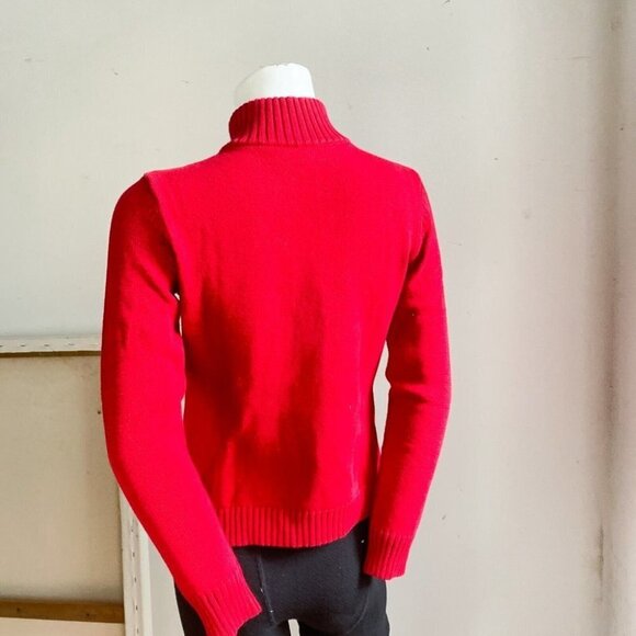 Lauren Ralph Lauren Petite Red Cotton Mock  Neck Crest Detail Pullover S - Picture 7 of 8